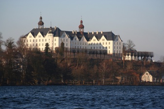Plön Castle viewed from Lake Plön.